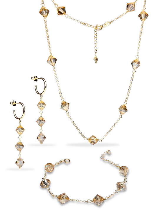 Aarteeni-korusetti, beige, kullattu hopea