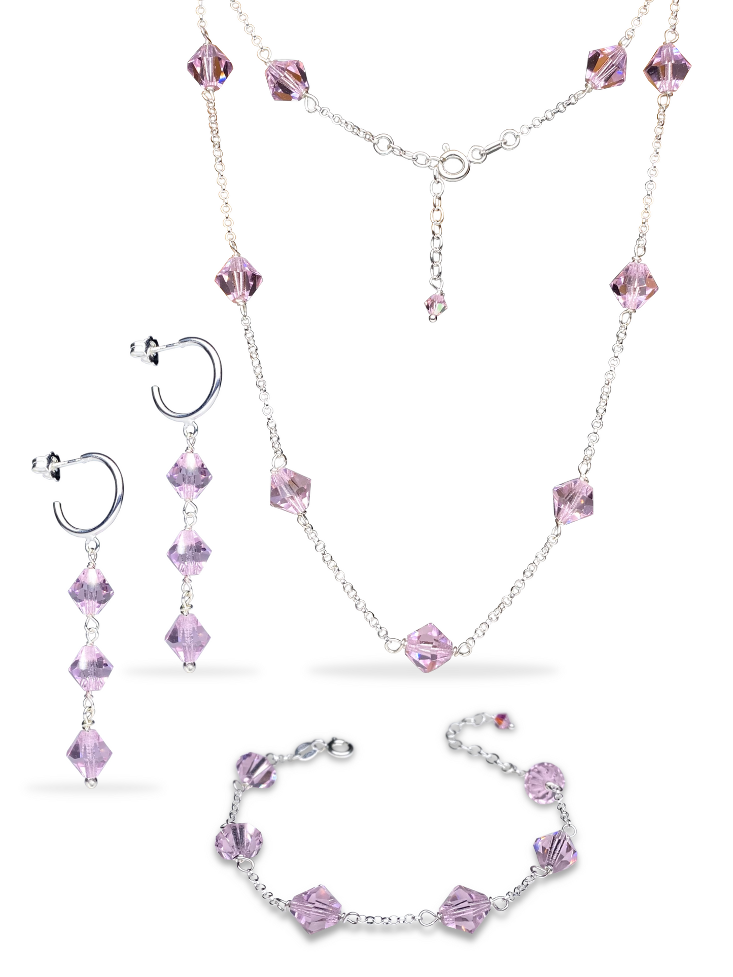 Aarteeni-korusetti, vaaleanpunainen, hopea