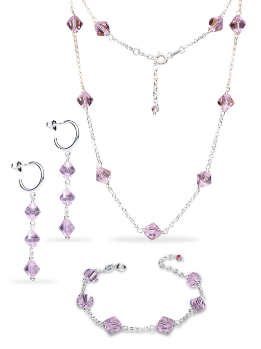 Aarteeni-korusetti, vaaleanpunainen, hopea