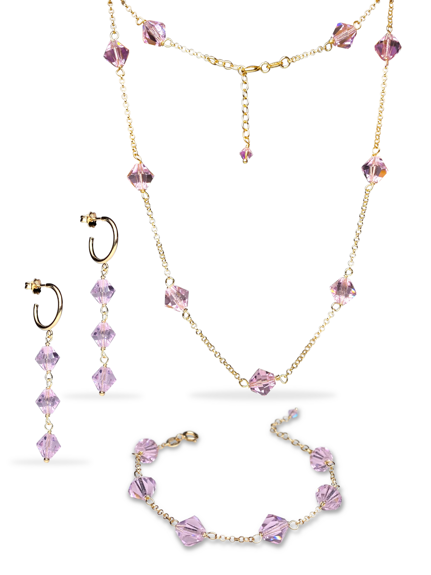 Aarteeni-korusetti, vaaleanpunainen, kullattu hopea