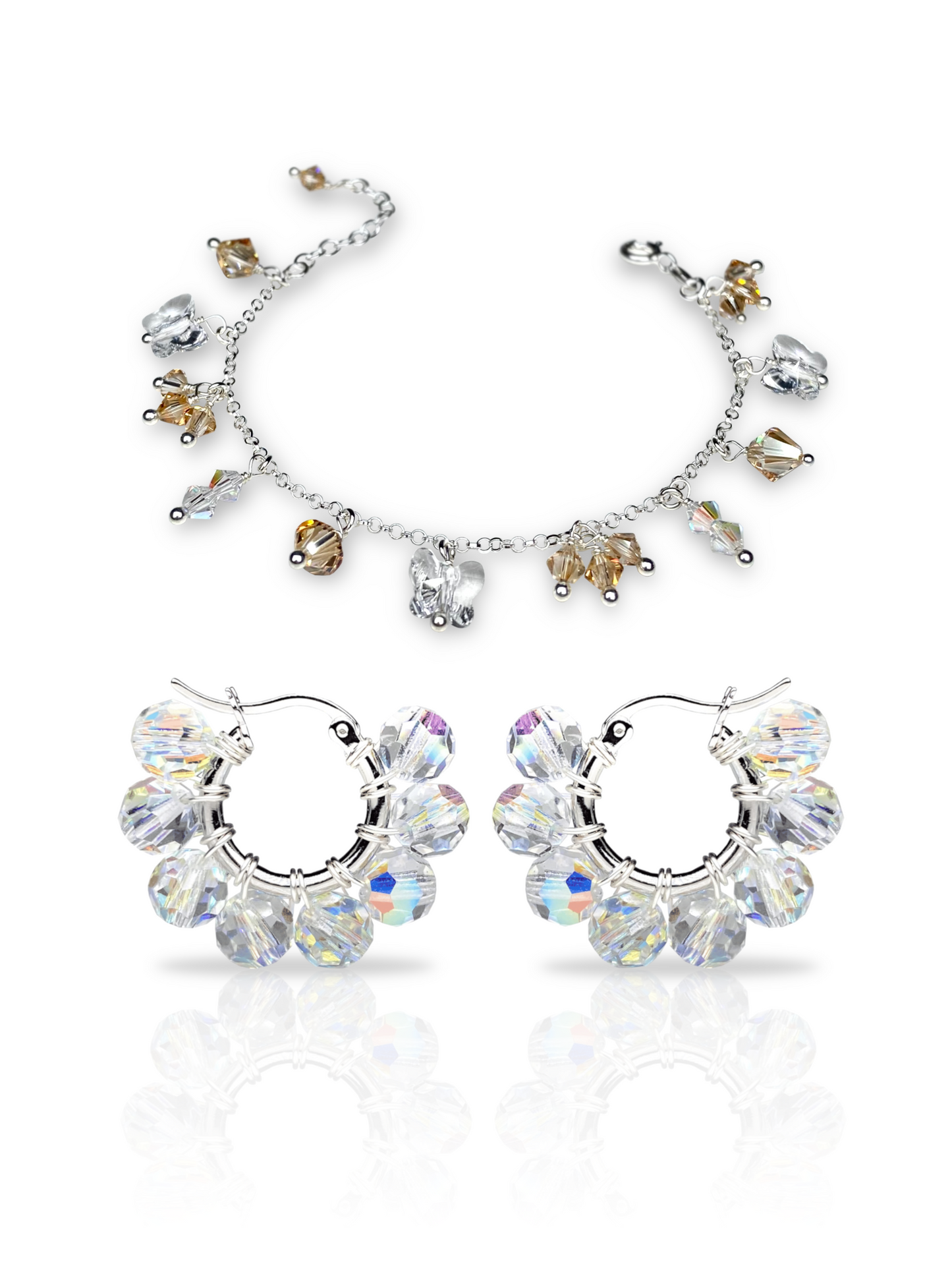 Hopea korusetti, rannekoru ja korvakorut