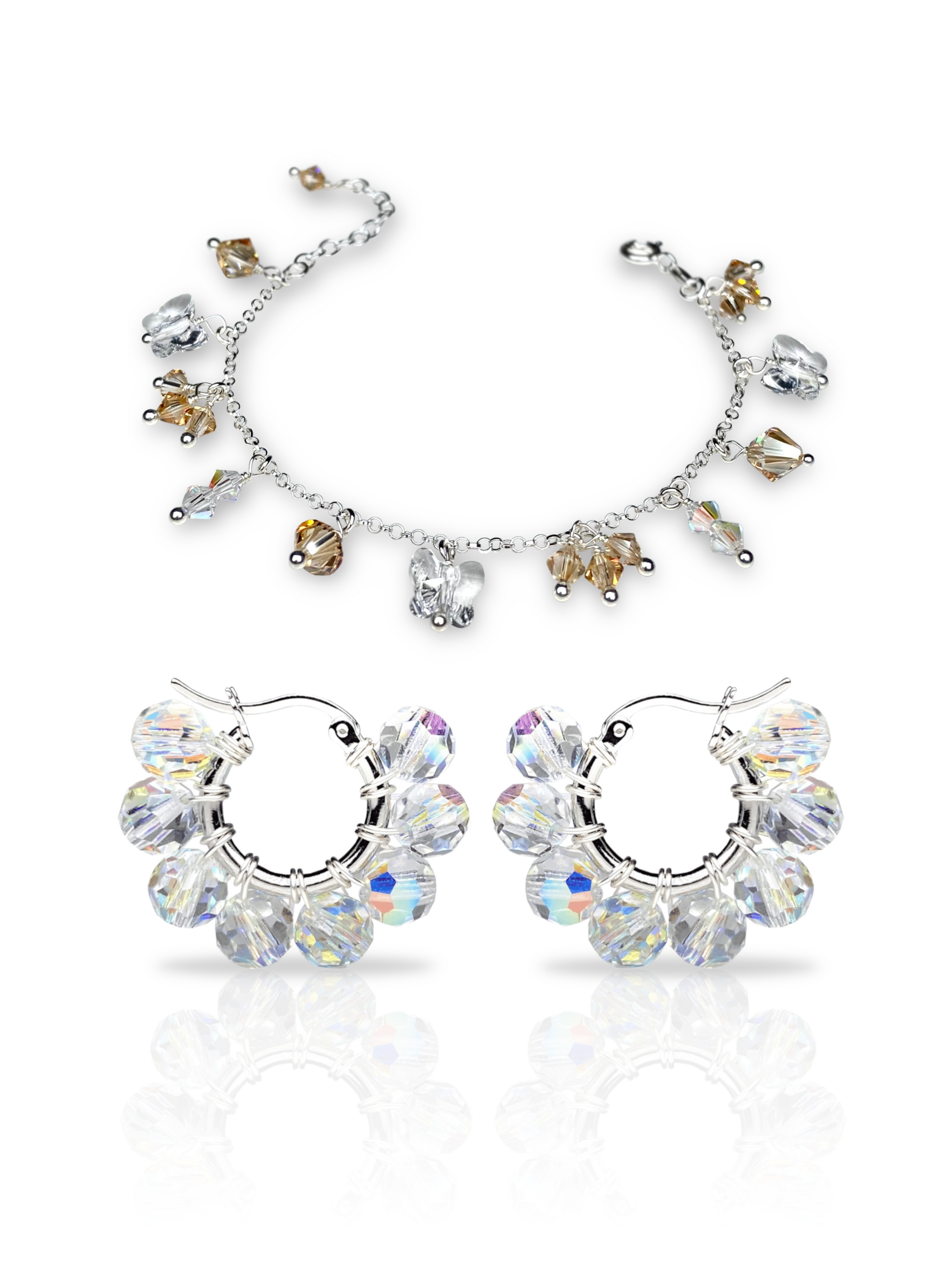 Hopea korusetti, rannekoru ja korvakorut