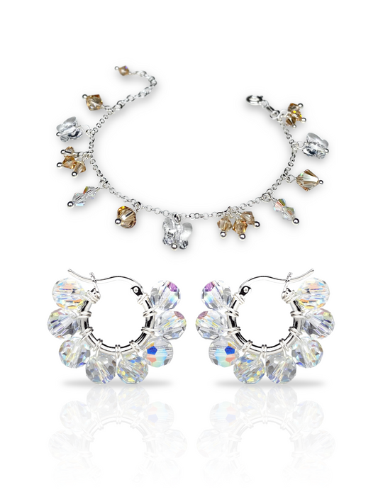 Pikkurenkaat & Keidas -korusetti, kirkas, hopea