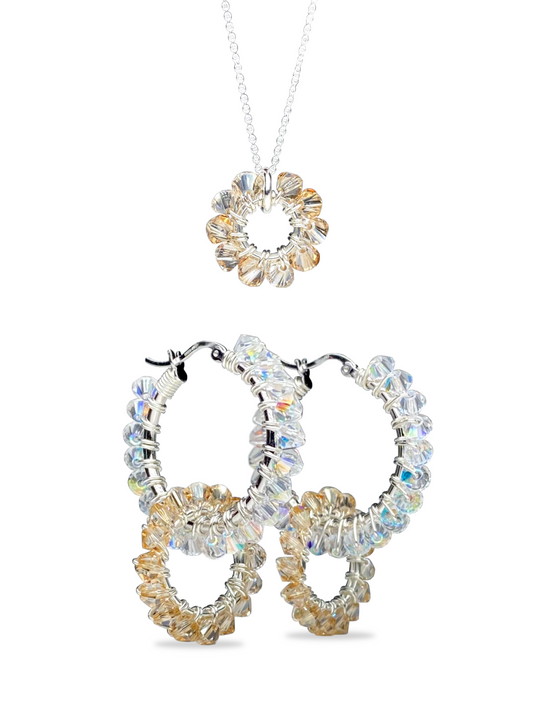 Tuplarenkaat & Soolorengas -korusetti, beige, hopea