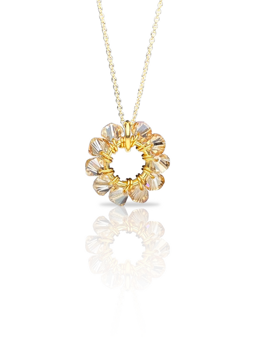 Soolorengas-kaulakoru, beige, kullattu hopea