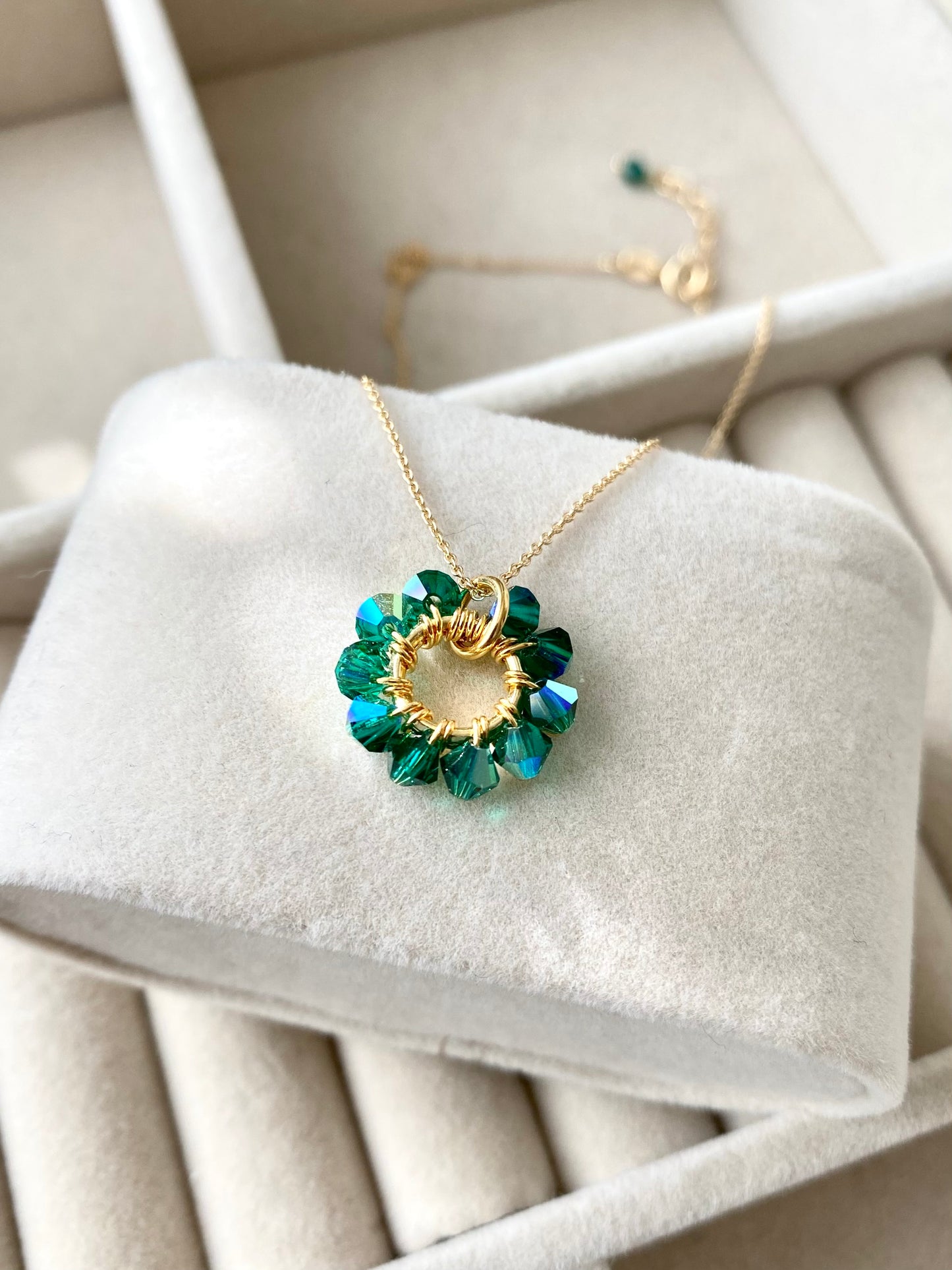 Tuplarenkaat & Soolorengas -korusetti, vihreä, kullattu hopea