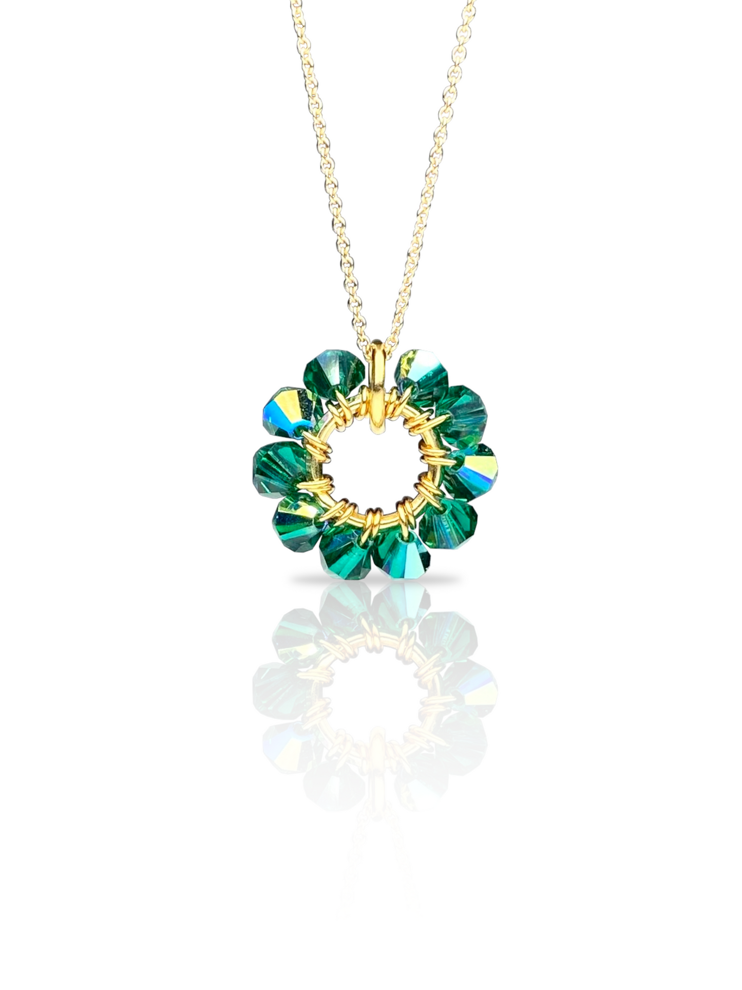 Soolorengas-kaulakoru, vihreä, kullattu hopea