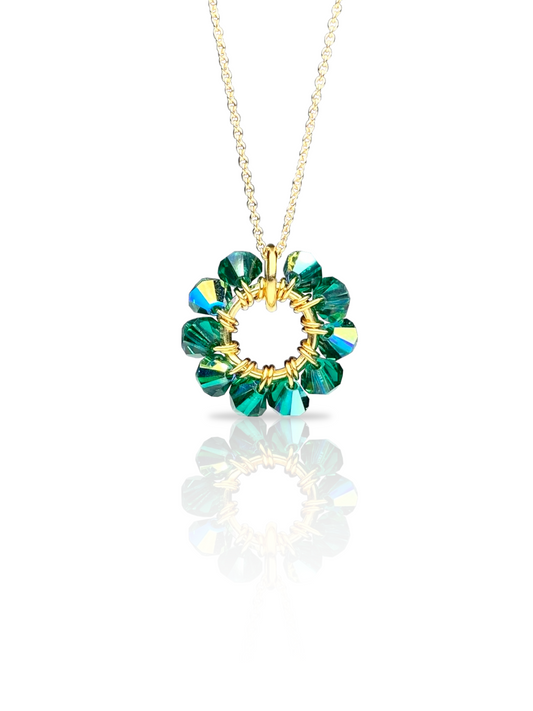 Soolorengas-kaulakoru, vihreä, kullattu hopea