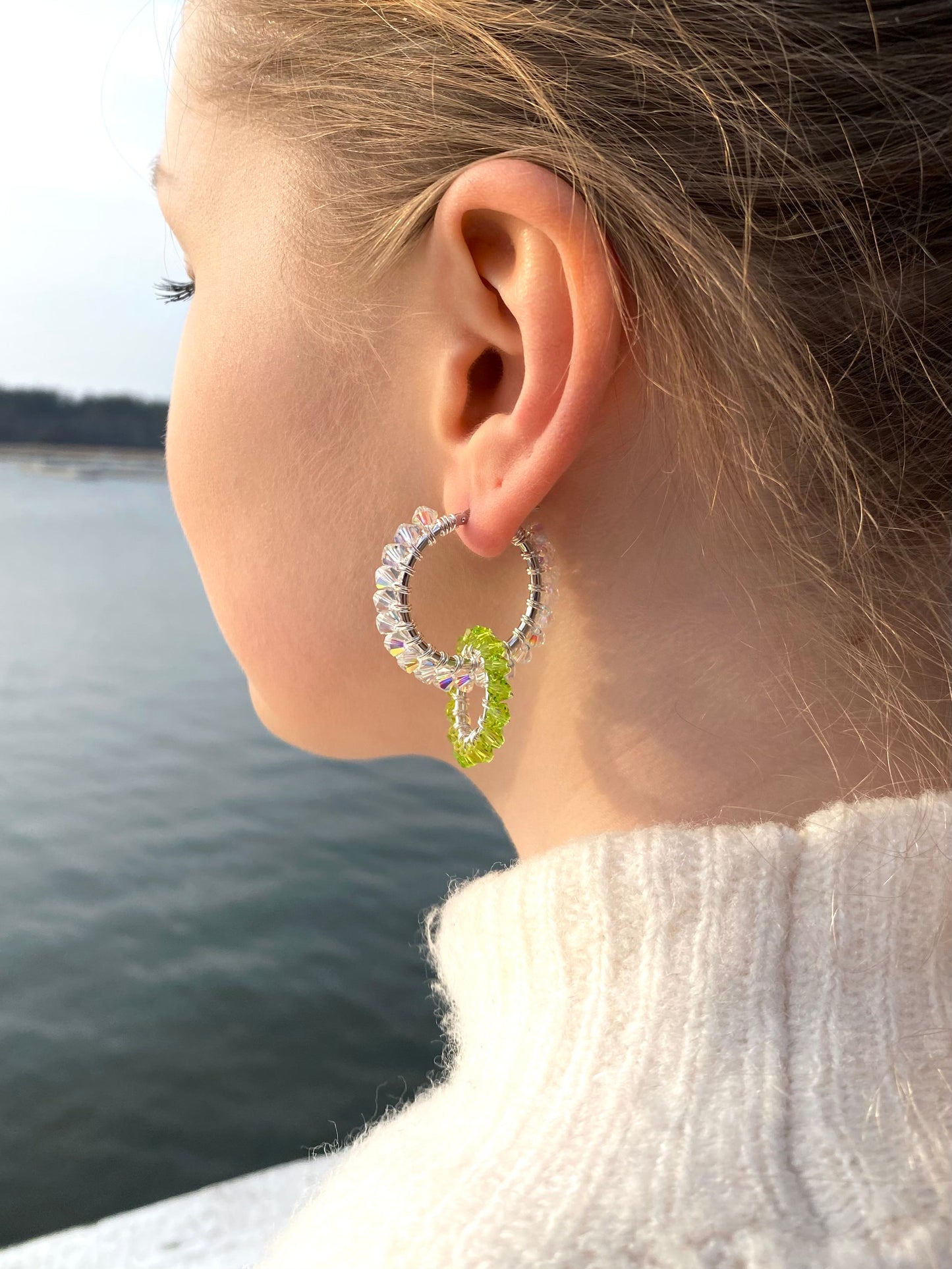 Tuplarenkaat & Soolorengas -korusetti, lime, hopea